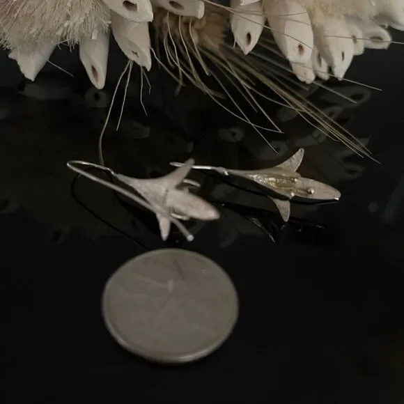 Sterling silver dangle hook earrings - Picture 3 of 4